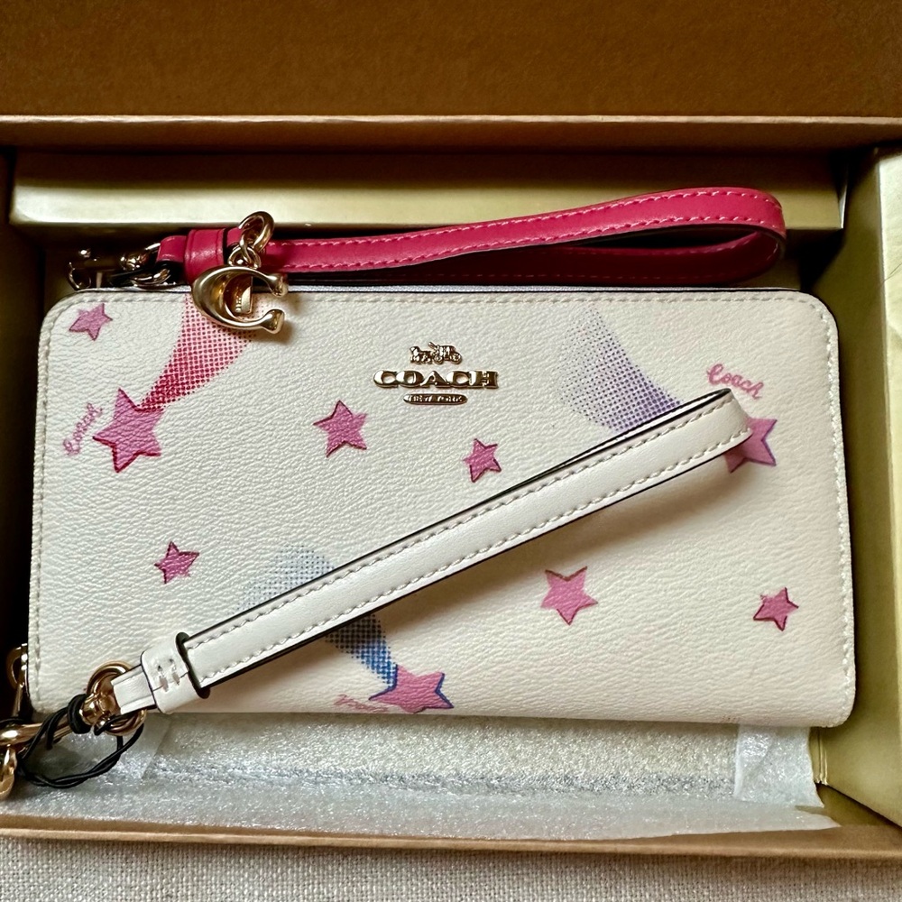 Coach Boxed Long Zip Around Wallet With Disco Star Print - Picture 4 of 7